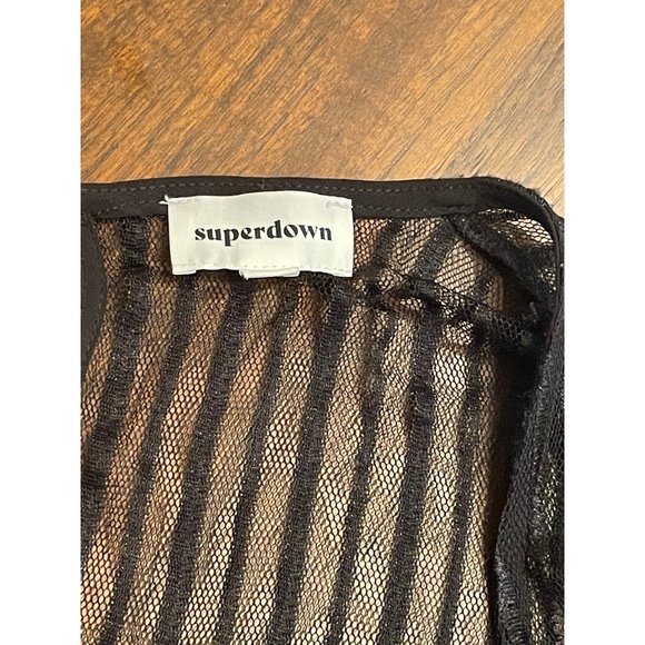 NWOT | Superdown Dila Sheer Striped Black Blouse Bodysuit, Size Small - Picture 8 of 13